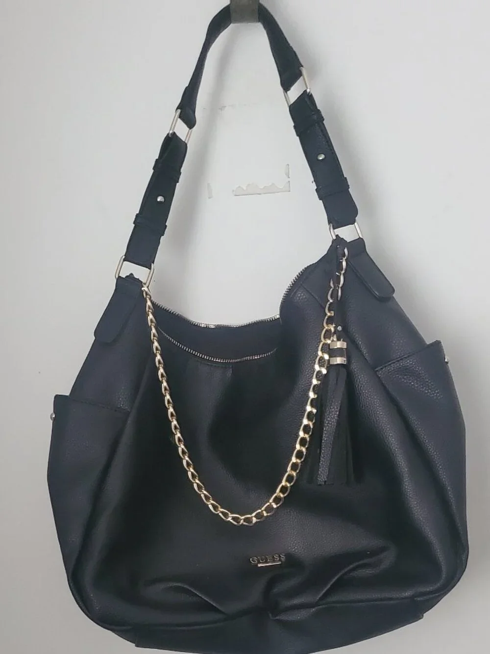 Guess Hobo Style Shoulder Bag Black Leather Look